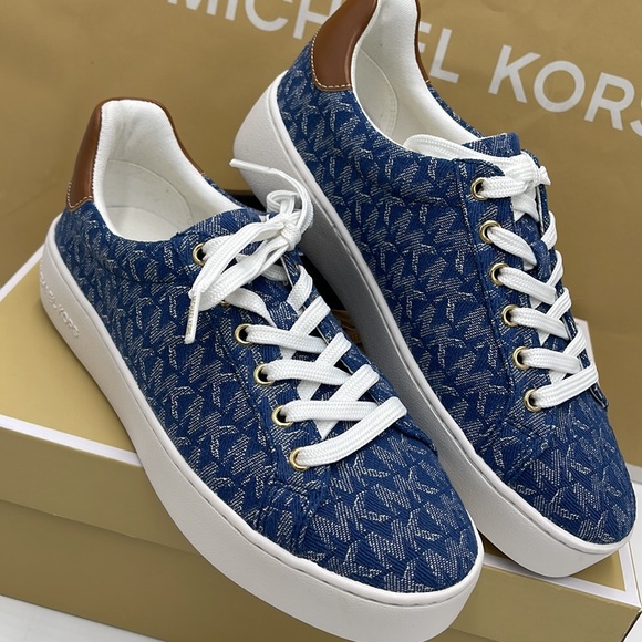 Michael Kors Poppy Lace Up MK Signature Denim JQD SM 49F2POFS1Y sneakers - Picture 7 of 16
